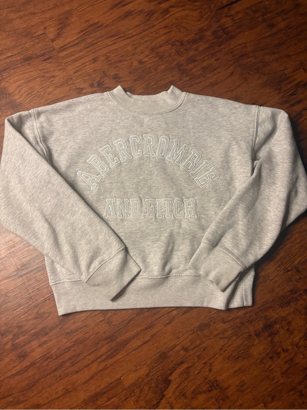 Abercrombie & Fitch Heather Gray Crewneck Sweatshirt with Embroidered Arch Logo